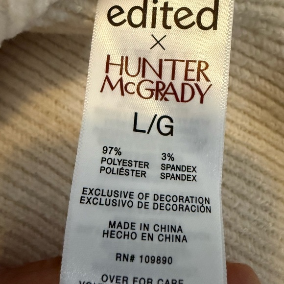 Edited x Hunter McGrady Cream Ribbed Sweater Top Size Large Stretch - NWT - Picture 6 of 6
